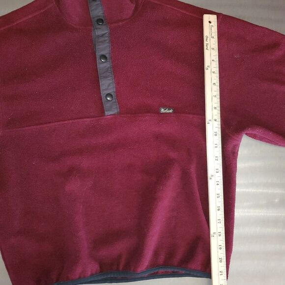 Woolrich Vintage Polartec Fleece Mock Neck Burgundy Pullover Snap Sweatshirt Med - Picture 10 of 12